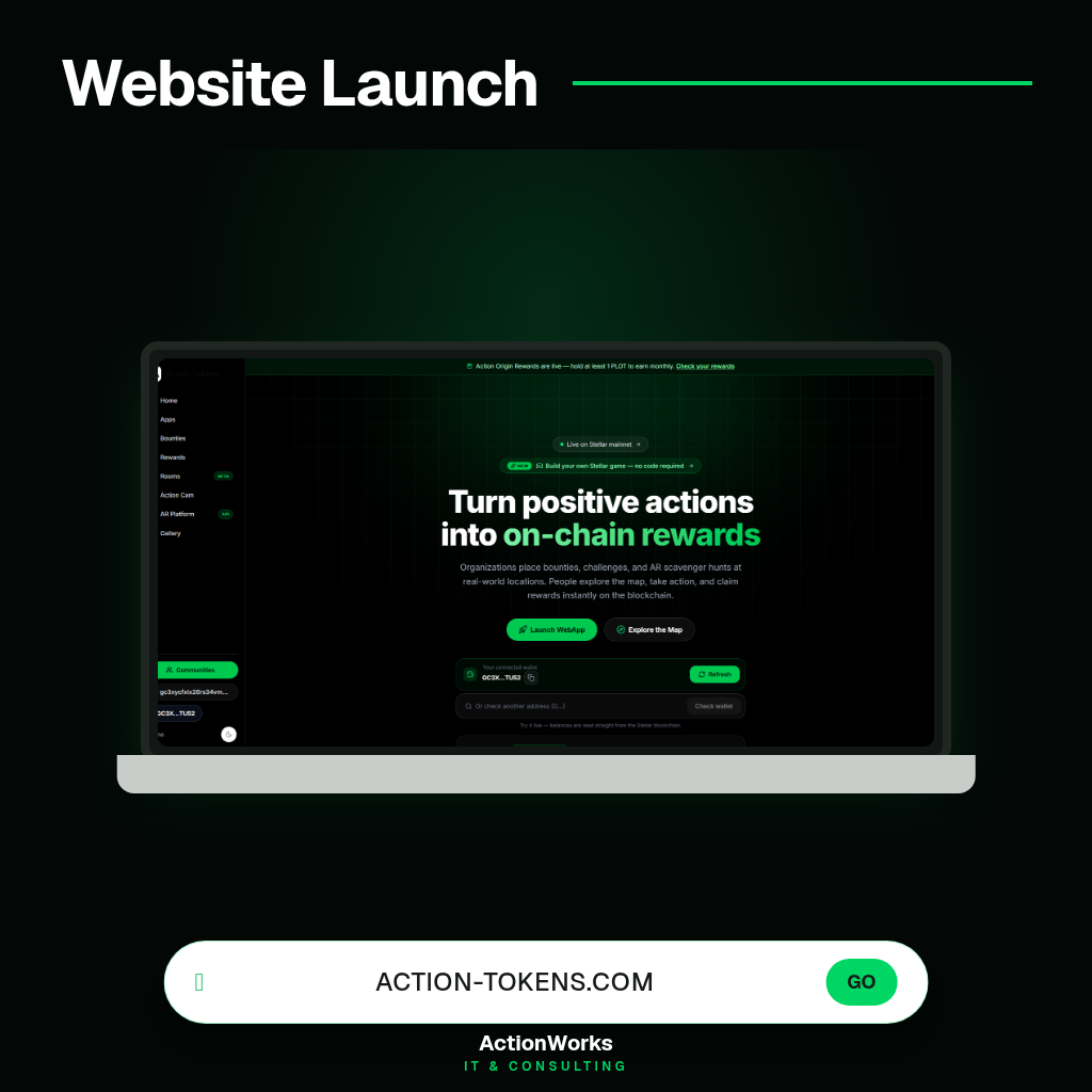 Action Tokens launch — Turn positive real-world actions into on-chain rewards.