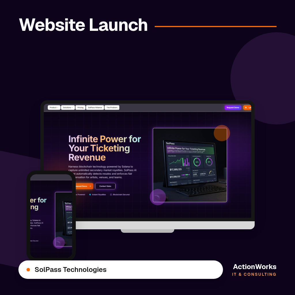 SolPass launch — Blockchain ticketing that captures secondary-market royalties.
